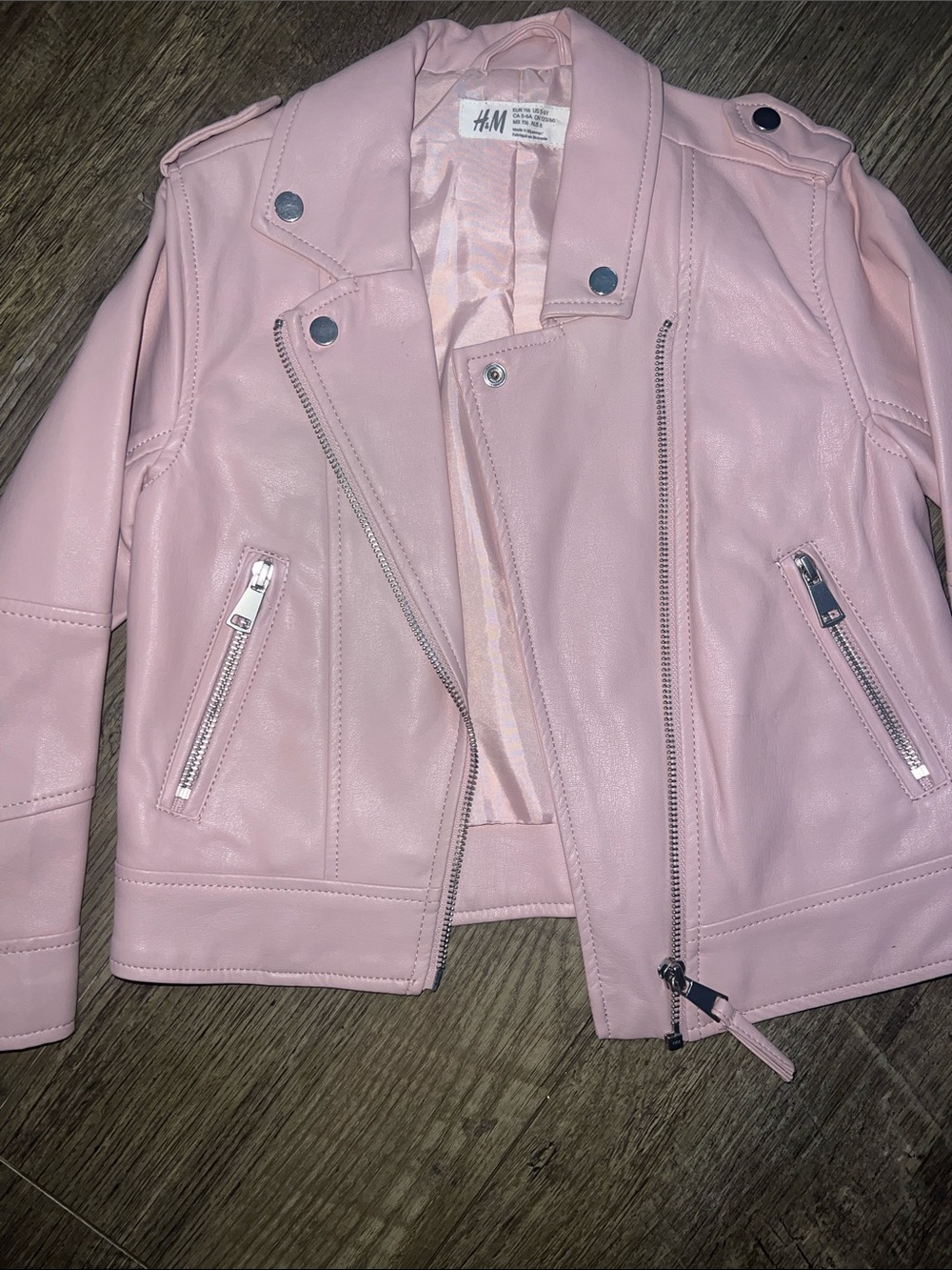 H&M Light Pink Faux Leather Moto Jacket